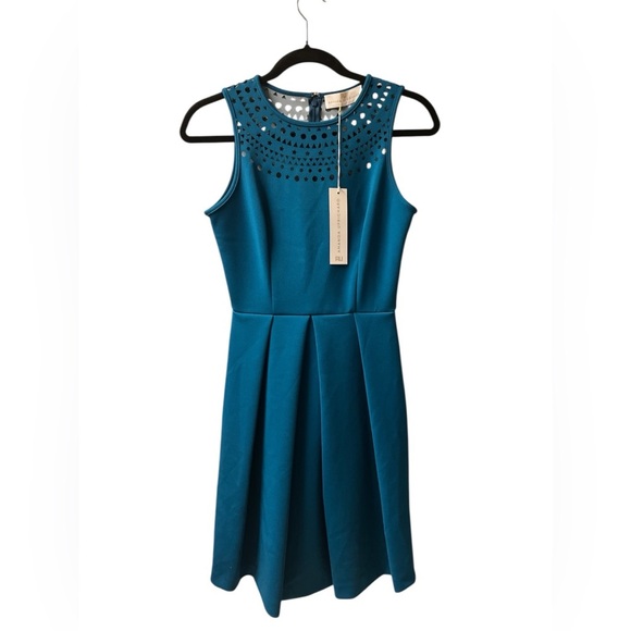 Amanda‎ Uprichard Blue Embellished Pleated A-Line Dress - Picture 1 of 11